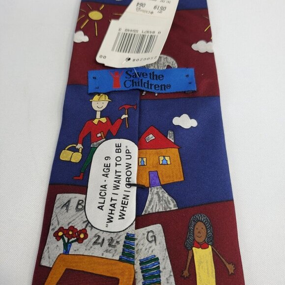 Save The Children Mens Tie "What I Want To Be When I Grow Up" Novelty Necktie - Picture 3 of 4